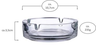 Preview: Glas Aschenbecher 10,7cm - 6 Stück - stapelbar